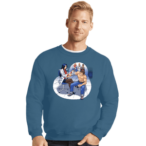 Shirts Crewneck Sweater, Unisex / Small / Indigo Blue School Brawl