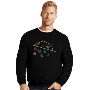 Daily_Deal_Shirts Crewneck Sweater, Unisex / Small / Black Neon DND Cat