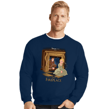 Load image into Gallery viewer, Secret_Shirts Crewneck Sweater, Unisex / Small / Navy Girl In The Fireplace