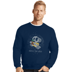 Shirts Crewneck Sweater, Unisex / Small / Navy Protect Your World