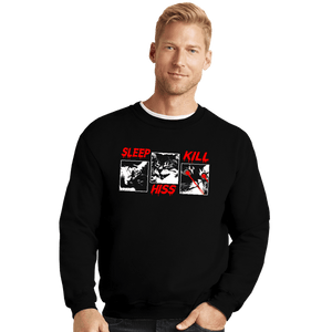 Daily_Deal_Shirts Crewneck Sweater, Unisex / Small / Black Sleep Hiss Kill