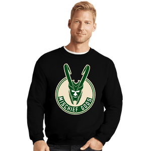Shirts Crewneck Sweater, Unisex / Small / Black Mischief Gods