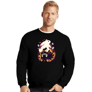 Daily_Deal_Shirts Crewneck Sweater, Unisex / Small / Black Cheshire White Rabbit