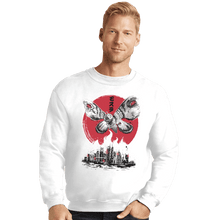 Load image into Gallery viewer, Shirts Crewneck Sweater, Unisex / Small / White Giant Moth Attack Sumi-e