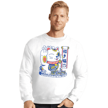 Load image into Gallery viewer, Shirts Crewneck Sweater, Unisex / Small / White Lucky Cat Coffee Shop