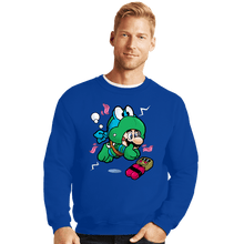 Load image into Gallery viewer, Secret_Shirts Crewneck Sweater, Unisex / Small / Royal Blue Super Leo Suit!