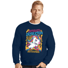 Load image into Gallery viewer, Secret_Shirts Crewneck Sweater, Unisex / Small / Navy Unicorn Rainbows Destruction
