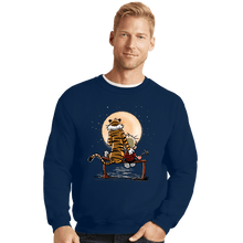 Load image into Gallery viewer, Daily_Deal_Shirts Crewneck Sweater, Unisex / Small / Navy Calvin Friends