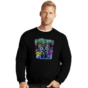 Daily_Deal_Shirts Crewneck Sweater, Unisex / Small / Black Stitch Neon