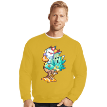 Load image into Gallery viewer, Shirts Crewneck Sweater, Unisex / Small / Gold Magical Silhouettes - Chocobo