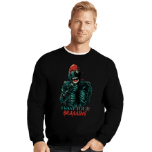 Load image into Gallery viewer, Daily_Deal_Shirts Crewneck Sweater, Unisex / Small / Black Tarman Wants Your Brains!