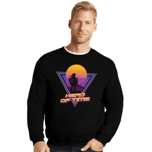 Daily_Deal_Shirts Crewneck Sweater, Unisex / Small / Black Neon Hero Of Time
