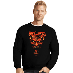 Shirts Crewneck Sweater, Unisex / Small / Black Red Faced Devil