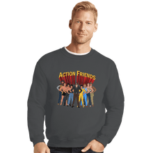 Load image into Gallery viewer, Shirts Crewneck Sweater, Unisex / Small / Charcoal Action Friends
