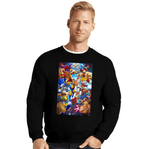 Shirts Crewneck Sweater, Unisex / Small / Black X-Men VS Street Fighter