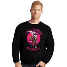 Load image into Gallery viewer, Daily_Deal_Shirts Crewneck Sweater, Unisex / Small / Black Los Demonios Hermanos