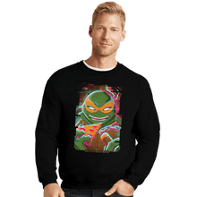 Load image into Gallery viewer, Daily_Deal_Shirts Crewneck Sweater, Unisex / Small / Black Glitch Michelangelo