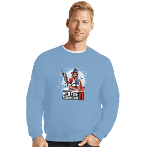 Shirts Crewneck Sweater, Unisex / Small / Powder Blue Red Five Redemption II