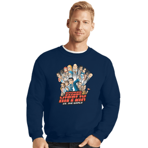 Daily_Deal_Shirts Crewneck Sweater, Unisex / Small / Navy Dunder Mifflin VS. The World