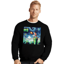 Load image into Gallery viewer, Shirts Crewneck Sweater, Unisex / Small / Black Van Gogh Never Leveled Up