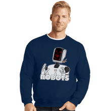 Load image into Gallery viewer, Daily_Deal_Shirts Crewneck Sweater, Unisex / Small / Navy Robots