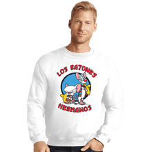 Load image into Gallery viewer, Daily_Deal_Shirts Crewneck Sweater, Unisex / Small / White Los Ratones Hermanos