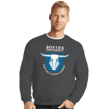 Load image into Gallery viewer, Daily_Deal_Shirts Crewneck Sweater, Unisex / Small / Charcoal Bovine University