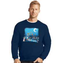 Load image into Gallery viewer, Daily_Deal_Shirts Crewneck Sweater, Unisex / Small / Navy Fighting Evil By Moonlight