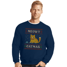 Load image into Gallery viewer, Daily_Deal_Shirts Crewneck Sweater, Unisex / Small / Navy Meowy Catmas