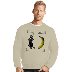 Shirts Crewneck Sweater, Unisex / Small / Sand The Olde Joke Of A Big Spoon And A Banana