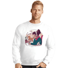 Load image into Gallery viewer, Daily_Deal_Shirts Crewneck Sweater, Unisex / Small / White Lo Fi Sketch & Coffee