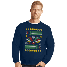Load image into Gallery viewer, Shirts Crewneck Sweater, Unisex / Small / Navy A Very Mushroom Christmas