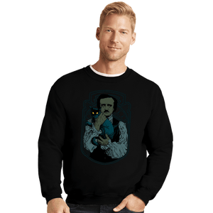 Shirts Crewneck Sweater, Unisex / Small / Black Poe And The Black Cat