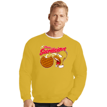 Load image into Gallery viewer, Daily_Deal_Shirts Crewneck Sweater, Unisex / Small / Gold Sacrilicious