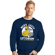 Load image into Gallery viewer, Shirts Crewneck Sweater, Unisex / Small / Navy Ned's Lefty Liftorium