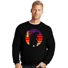 Load image into Gallery viewer, Shirts Crewneck Sweater, Unisex / Small / Black Sunset Kaiju