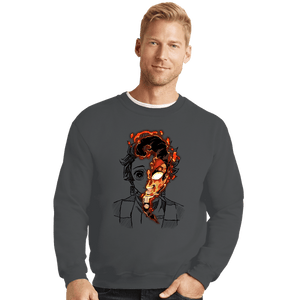 Daily_Deal_Shirts Crewneck Sweater, Unisex / Small / Charcoal Power God Of Fire