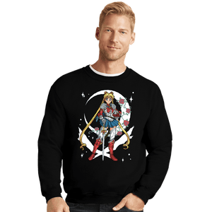 Daily_Deal_Shirts Crewneck Sweater, Unisex / Small / Black Full Armor Moon