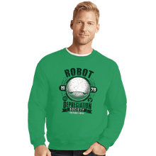 Load image into Gallery viewer, Shirts Crewneck Sweater, Unisex / Small / Irish Green Robot Depreciation Society