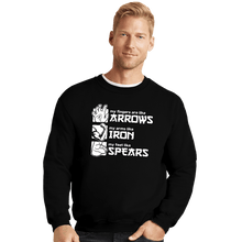 Load image into Gallery viewer, Daily_Deal_Shirts Crewneck Sweater, Unisex / Small / Black Arrows Iron And Spears