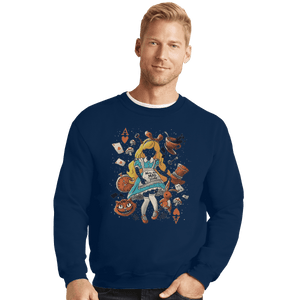 Shirts Crewneck Sweater, Unisex / Small / Navy Wonderland Girl