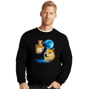 Shirts Crewneck Sweater, Unisex / Small / Black Three Doge Moon
