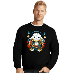 Daily_Deal_Shirts Crewneck Sweater, Unisex / Small / Black White Rabbit Mug