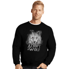 Load image into Gallery viewer, Shirts Crewneck Sweater, Unisex / Small / Black Adopt A Wolf