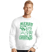 Load image into Gallery viewer, Shirts Crewneck Sweater, Unisex / Small / White Merry Elfin Christmas