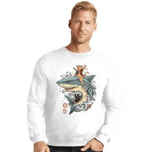 Load image into Gallery viewer, Daily_Deal_Shirts Crewneck Sweater, Unisex / Small / White Shark Catana