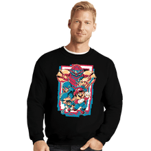 Load image into Gallery viewer, Daily_Deal_Shirts Crewneck Sweater, Unisex / Small / Black Retro Heroes