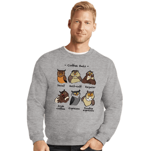 Daily_Deal_Shirts Crewneck Sweater, Unisex / Small / Sports Grey Coffee Owls
