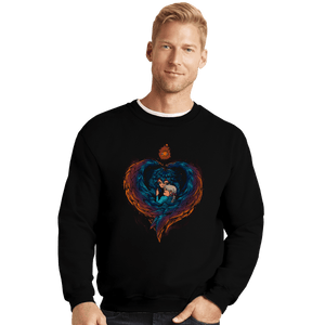 Shirts Crewneck Sweater, Unisex / Small / Black Heart On Fire