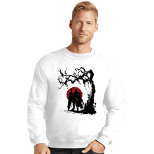 Load image into Gallery viewer, Shirts Crewneck Sweater, Unisex / Small / White Black Swordsman Under The Sun